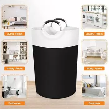 Корзина для белья большой емкости, хозяйственные принадлежности, складная сумка-корзина для белья с большим отверстием, прочный хлопок для хранения серый