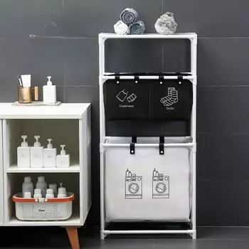 Корзина для белья, корзина для грязного белья, большая вместимость, сортируемая корзина для белья с полкой, органайзер для игрушек в прачечной