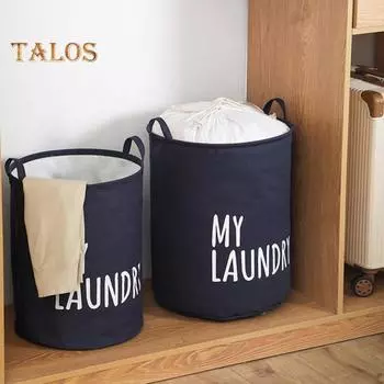 Корзина для белья на шнурке, экономит место, круглая, удобная, для грязной одежды, игрушки, корзина, товары для дома S чёрный
