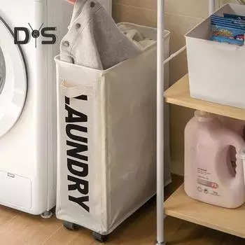 Корзина для белья с колесами Легкое перемещение Большая вместимость Складная конструкция Водонепроницаемая корзина для белья Корзина для грязной одежды розовый