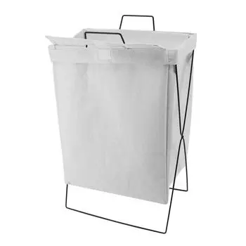 Корзина для белья с металлическим каркасом X, складная, стоячая, высокая, прямоугольная, вместительная Small белый