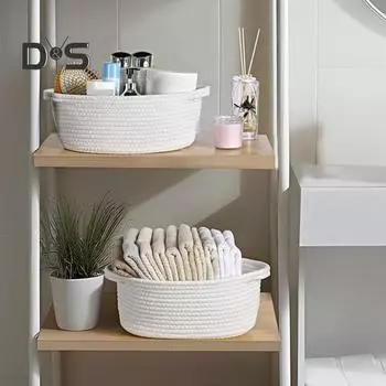 Корзина для детских подарков, складная многофункциональная маленькая корзина для хранения с ручкой, большая вместимость, маленькая плетеная хлопковая веревочная корзина синий