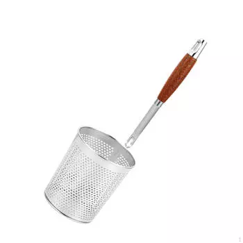 Корзина для фритюрницы с деревянной ручкой и крючком для подвешивания. Сетка для сервировки еды. 12cm Dia
