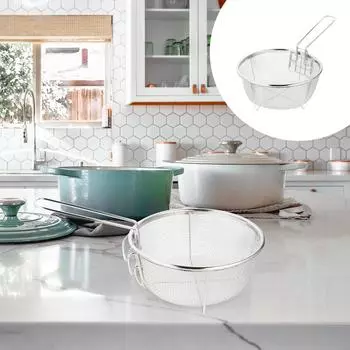 Корзина для фритюрницы, сито для вонтонов, шумовка с ручкой для приготовления мяса, кухонный инструмент из нержавеющей стали