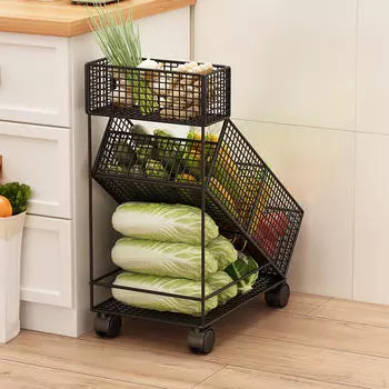 Корзина для фруктов и овощей, многофункциональная тележка на колесиках, передвижная полка с колесами для кухни