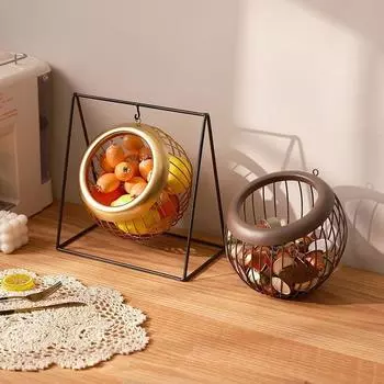 Корзина для фруктов из кованого железа, которую можно повесить, полка для гостиной, журнальный столик, корзина для хранения закусок, настольный поднос для хранения на качелях