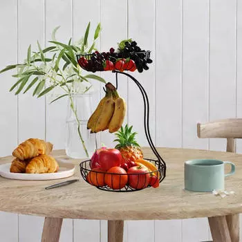 Корзина для фруктов, корзина для овощей на столешницу, двухслойная современная чаша-держатель для продуктов