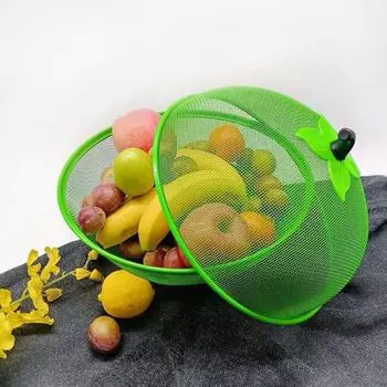 Корзина для фруктов, раковина для мытья овощей, сверхмощная металлическая мелкая сетка, портативная ручка, многофункциональный стол, крышка для еды, палатка, кухонные принадлежности красный