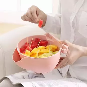 Корзина для фруктов /зеленая/белая многофункциональная с полкой для хранения, двухслойная, можно положить кожуру дыни, бытовые принадлежности, тарелку для семян дыни