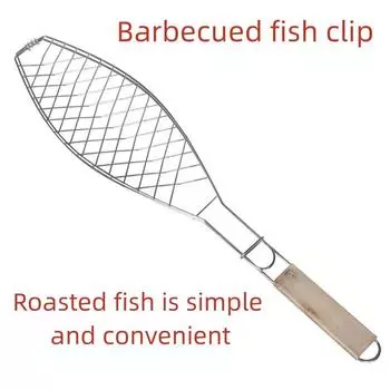 Корзина для гриля для рыбы и овощей на открытом воздухе со складной ручкой, гибкий антипригарный инструмент для барбекю, переносная сетка для бургеров и барбекю