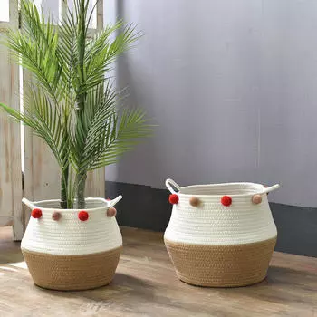 Корзина для грязного белья и цветочных горшков, органайзер из хлопковой веревки для дома M