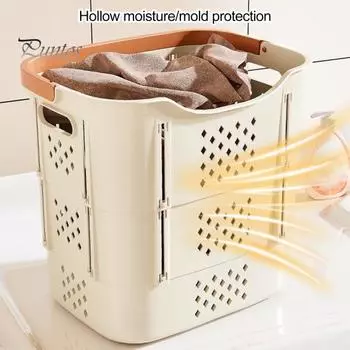 Корзина для грязного белья Складная корзина для белья с усиленной ручкой Складная корзина для белья большой вместимости серый