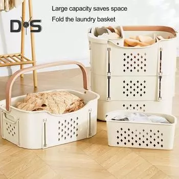 Корзина для грязного белья Складная корзина для белья с усиленной ручкой Складная корзина для белья большой вместимости серый