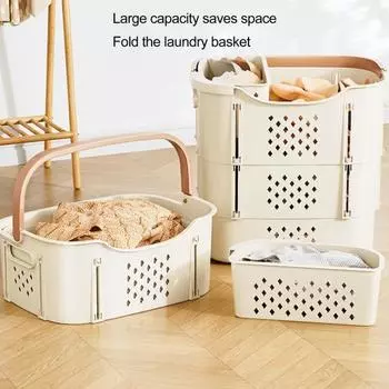 Корзина для грязного белья Складная корзина для белья с усиленной ручкой Складная корзина для белья большой вместимости серый