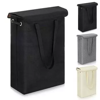 Корзина для грязной одежды, 45 л, компактная тонкая корзина для белья, большая вместительная корзина для хранения одежды для дома темно-серого