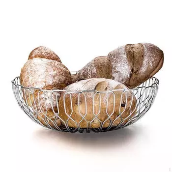 Корзина для хлеба из нержавеющей стали, декоративная ваза для фруктов, металлическая проволочная подставка для овощей, круглая для хранения Large