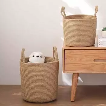 Корзина для хранения цветочных горшков ручной работы из хлопка, льна, соломы, плетеная корзина из ротанга для сада S