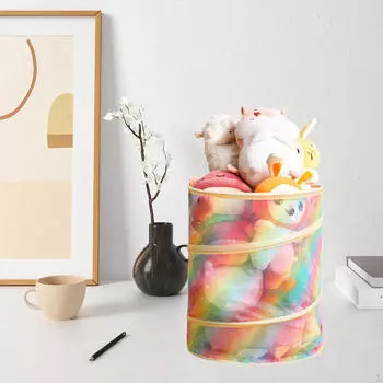 Корзина для хранения детских игрушек с крышкой, корзина для белья, складная, радужная, детская комната