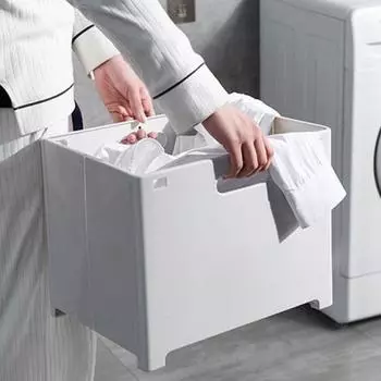 Корзина для хранения грязной одежды с ручкой, большая вместимость, складная конструкция, многоцелевой органайзер для игрушек, корзина для белья S белый