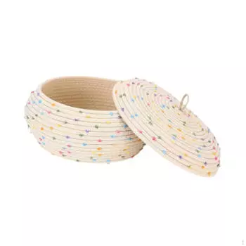 Корзина для хранения игрушек с разноцветными точками, плетеная для гостиной Short
