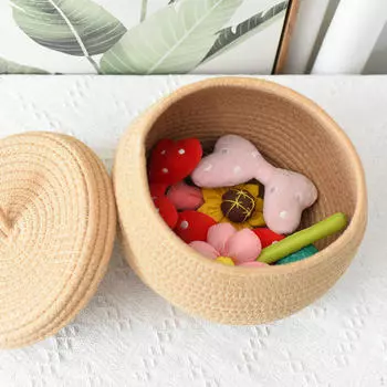 Корзина для хранения из хлопковой веревки, декоративная современная модная круглая домашняя плетеная коробка для стола в шкафу кофейный