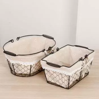 Корзина для хранения из кованого железа, настольная корзина для хранения закусок и всякой всячины