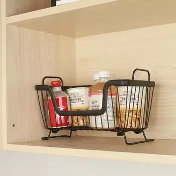 Корзина для хранения из металла Yousheng, штабелируемая, высокопрочная, недеформируемая, большой емкости, полая конструкция, корзина для хранения в морозильной камере с ручкой белый