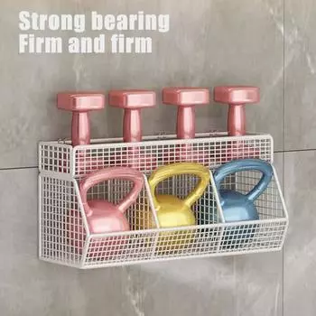 Корзина для хранения из проволочной сетки, большая вместимость, прочная, несущая, простая в установке, настенная полка-органайзер A чёрный