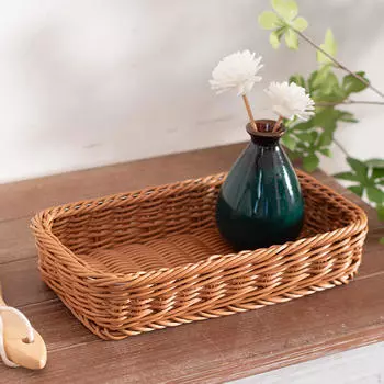 Корзина для хранения из ротанга, прямоугольное плетеное украшение из фруктов и органайзер для ванной комнаты,