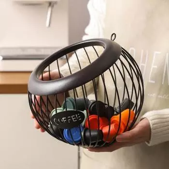 Корзина для хранения кофейных капсул, органайзер, большая вместимость, многоцелевой, универсальный, металлический, для чашек K-cup чёрный