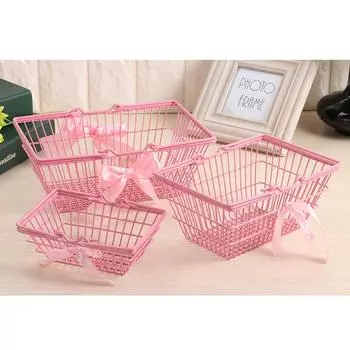 Корзина для хранения на полке розовая настольная отделка косметика ювелирные изделия контейнер Small