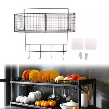 Корзина для хранения на стене кухни 10x5 дюймов многофункциональная для домашнего хозяйства прочная имбирь чеснок чёрный