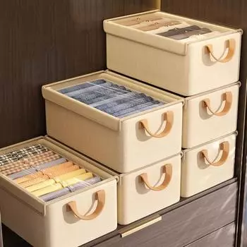 Корзина для хранения одежды с усиленной ручкой, вместительная штабелируемая корзина для хранения с крышкой серый