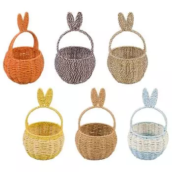 Корзина для хранения пасхальных сладостей 7,5x12,6 дюймов, очаровательная бумажная веревочная плетеная железная рама для различных праздников, многоцелевая