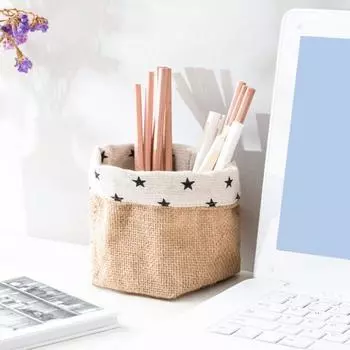 Корзина для хранения складная компактная хлопково-льняная подвесная карманная сумка для макияжа домашний декор 2