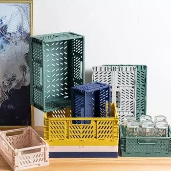 Корзина для хранения, складной пластиковый ящик для хранения большой емкости, складной пластиковый ящик для хранения для кухни S темно-зеленого