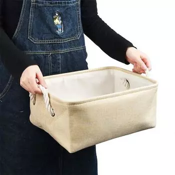 Корзина для хранения тканей, домашняя одежда, игрушки, ящик для хранения всякой всячины, складной открытый холщовый ящик для хранения с ручкой, организация дома 36x26x17cm