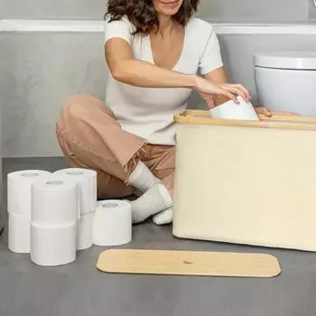 Корзина для хранения туалетной бумаги Органайзер с крышкой Пылезащитная Большая вместимость Ванная комната чёрный