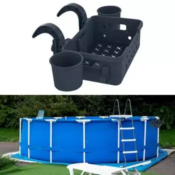 Корзина для хранения у бассейна Надземная подвесная корзина для бассейна с подстаканником Большая вместимость Органайзер для бассейна 1pc синий
