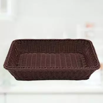Корзина для хранения Универсальная безвкусная экологически чистая прямоугольная корзина для пикника из ротанга для супермаркета 30*20cm кофейный