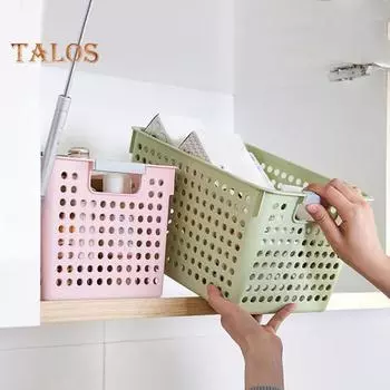 Корзина для хранения, универсальная полая конструкция, ящик для хранения, компактный органайзер для мелочей, игрушка для косметики, одежды S зелёный