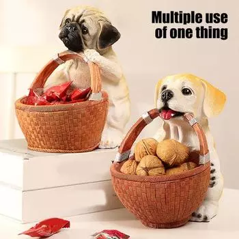 Корзина для хранения вещей для собак, очаровательный лоток для ключей в виде щенка, большая вместимость, легкий доступ, многофункциональный органайзер для украшений, миска для хранения конфет чёрный