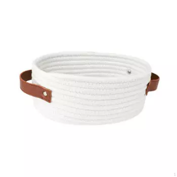 Корзина для хранения вещей в ванной с хлопковой веревкой и ручками белый