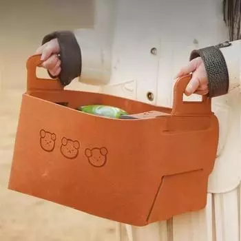 Корзина для хранения войлока Bear, складная корзина для хранения косметики, настольный ящик для хранения закусок, игрушек, органайзер для грязной одежды бежевый