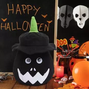 Корзина для конфет на Хэллоуин со светодиодной подсветкой, дизайн с ручкой большой емкости, сумка для конфет в форме тыквы, украшение для вечеринки оранжевый