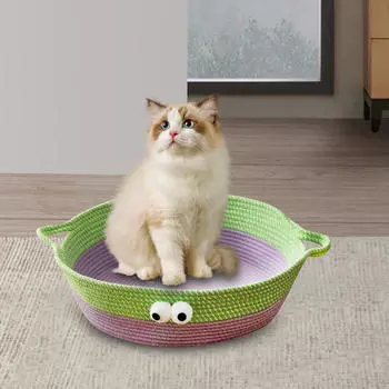 Корзина для кошачьей кровати, хлопчатобумажная веревка, колыбель для домашних животных, когтеточка для кролика, щенка, домашних кошек M