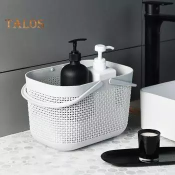 Корзина для мелочей для ванны Веревка Полый дренаж Большая несущая способность Съемные ручки Игрушки большой емкости Одежда Разные Контейнер для пикника Детский душ серый