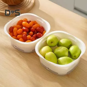 Корзина для мытья овощей, пищевая, не содержит BPA, многоразовая, легко моется, штабелируемая корзина для хранения продуктов, кухонные принадлежности абрикосовый