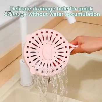 Корзина для мытья овощей со складной ручкой, многофункциональная фильтрующая чаша без содержания бисфенола А, корзина для мытья фруктов с ситечком белый