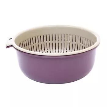 Корзина для мытья овощей Утолщенная Двухслойная Круглая Многофункциональная Пластиковая Подвесная Слив